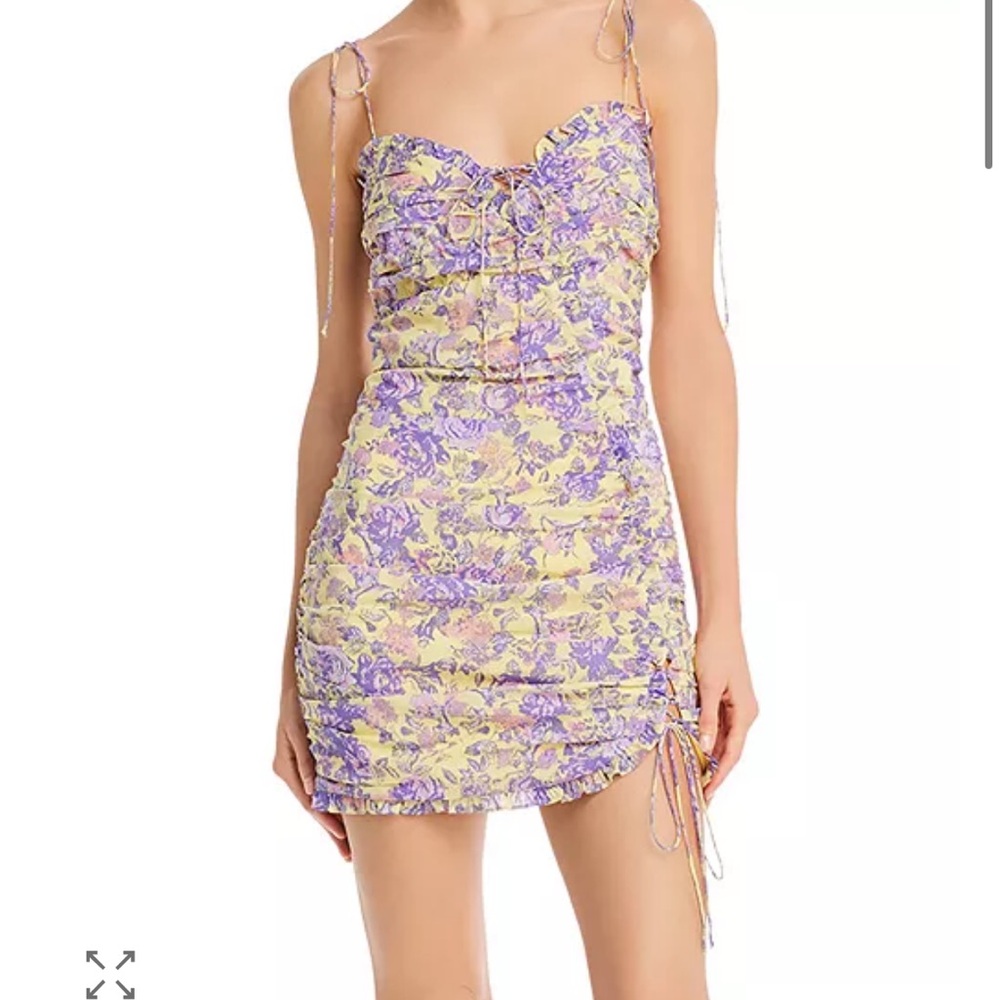 For Love And Lemons Purple and Yellow Floral Mini Dress